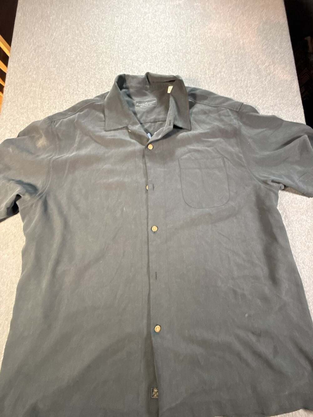 Tommy Bahama Original Fit Men's Black 100% Silk Short Sleeve Camp Shirt XXL
